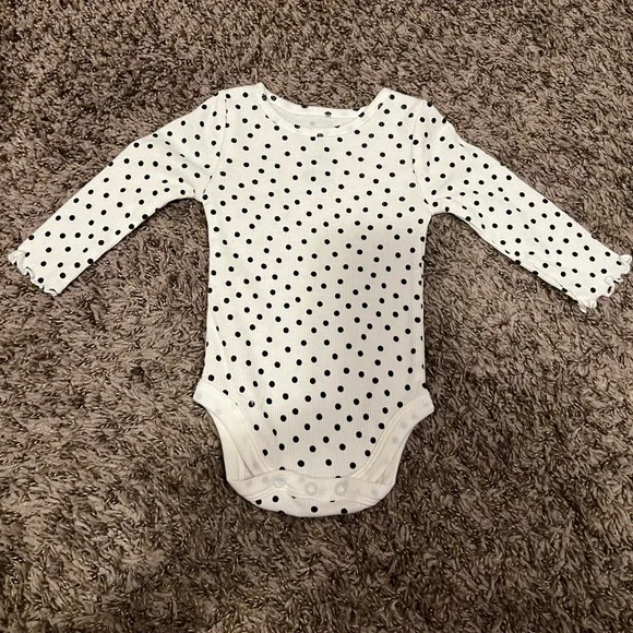 Okie Dokie - White & Black Polka Dot Bodysuit - Picture 2 of 3